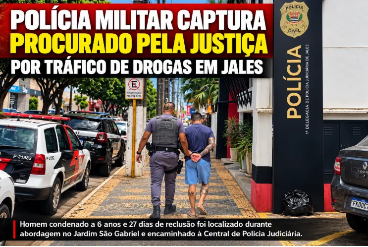 Homem condenado a mais de seis anos de prisão por tráfico de drogas é capturado pela Polícia Militar em Jales