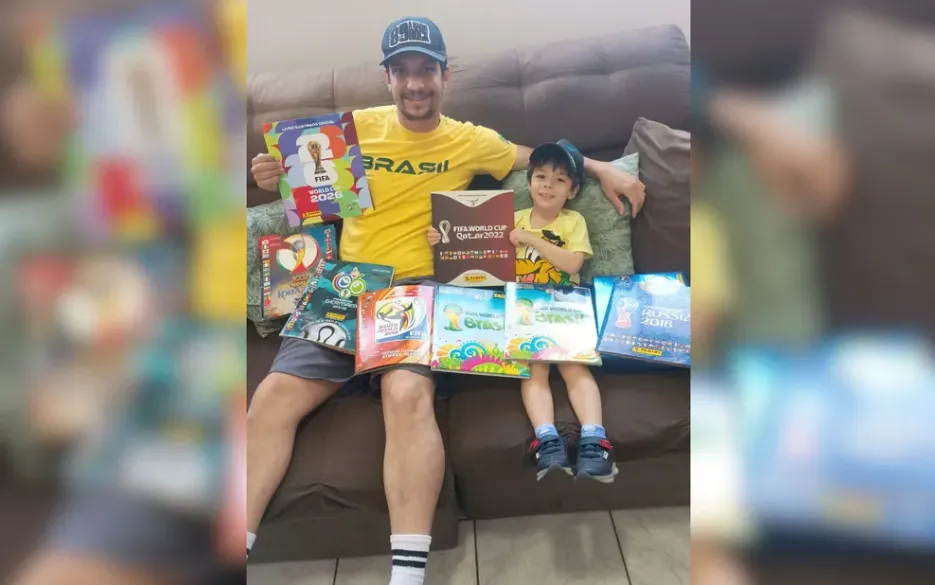 Seis Copas e uma paixão: pai transmite hábito da coleção de figurinhas ao filho de 4 anos no interior de SP
