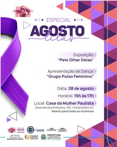 Santa Fé do Sul: Agosto Lilás terá programação especial na Casa da Mulher Paulista
