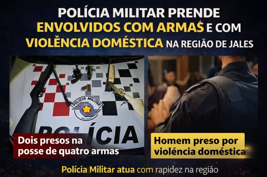 PM AGE RÁPIDO E PRENDE ENVOLVIDOS COM ARMAS E VIOLÊNCIA DOMÉSTICA NA REGIÃO