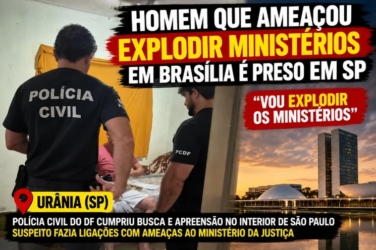 Homem de 60 anos é preso em Urânia após ameaçar “explodir ministérios” em Brasília
