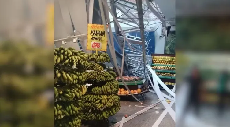 Servidor morre após parte de teto de supermercado desabar durante forte temporal em Araçatuba