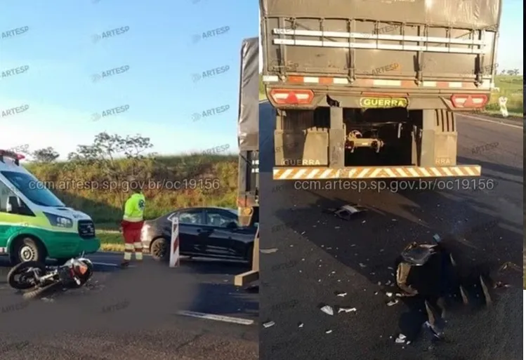 Motociclista morre após bater moto na traseira de carreta na Rodovia Washington Luís em Cedral