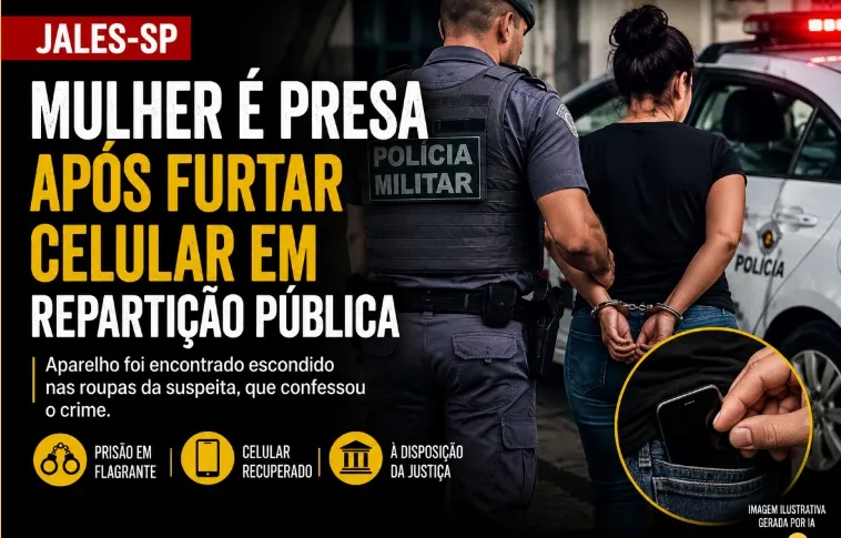Mulher é presa após furtar celular dentro de repartição pública em Jales