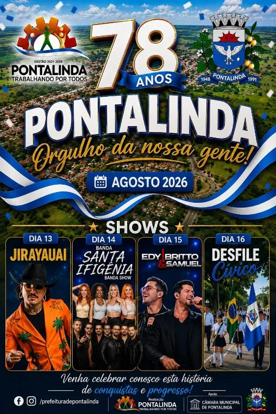PONTALINDA CELEBRA 78 ANOS DE HISTÓRIA!
